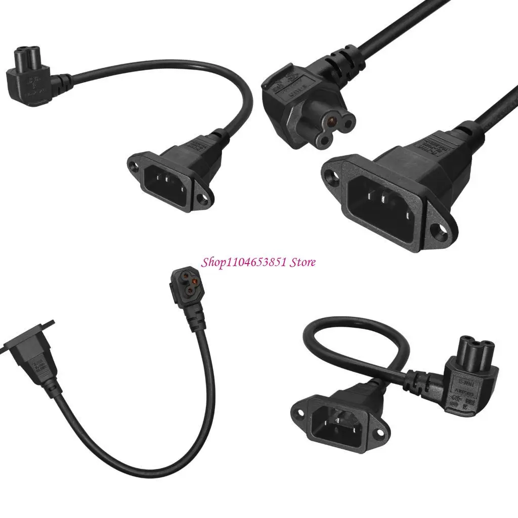 Heavy Duty C14 Plugs To C5 Receptacle Power Cord With Side Exit Design For Tight Space Behind Devices 