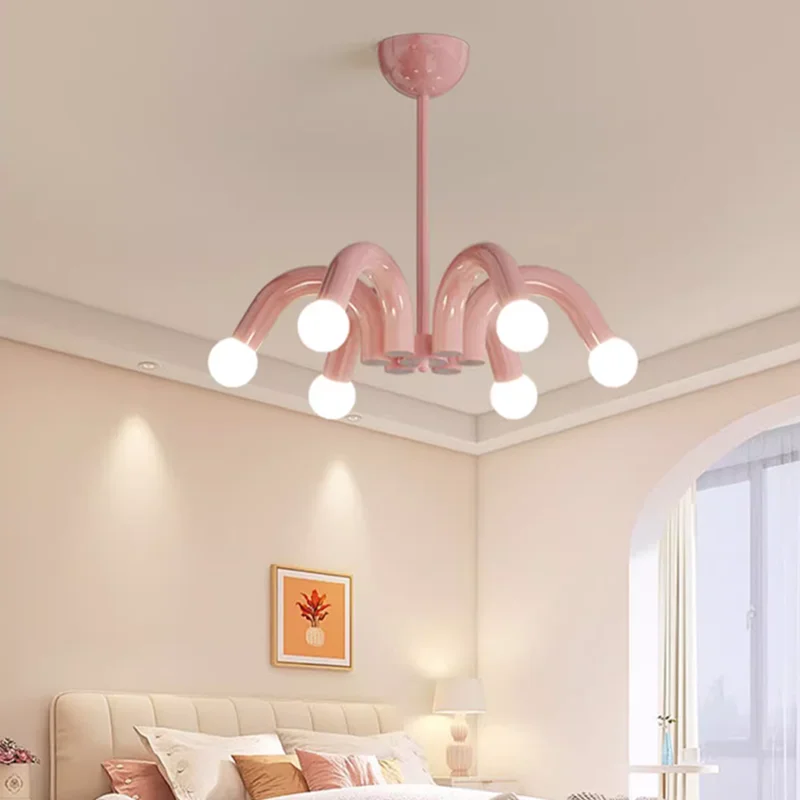 

Colorful Chandelier Modern Metal Cream Lamp E27 Bulb Unique Lamps Home Art Deco Lighting Bedroom Dining Room Kids Room Lamp