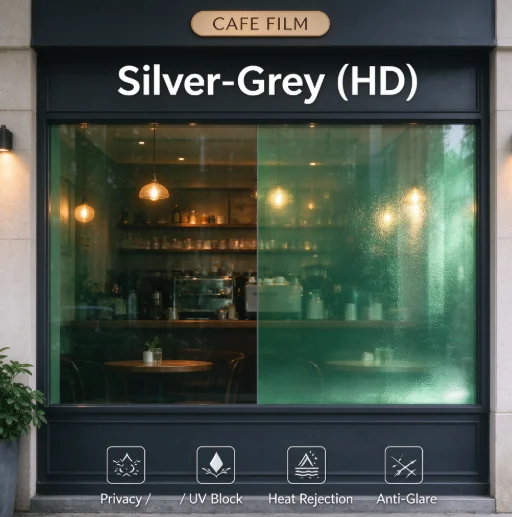 One Way Vision Silver Green HD Roll Window Tint Solar Heat Block Privacy Protection Light Filter For Home Building