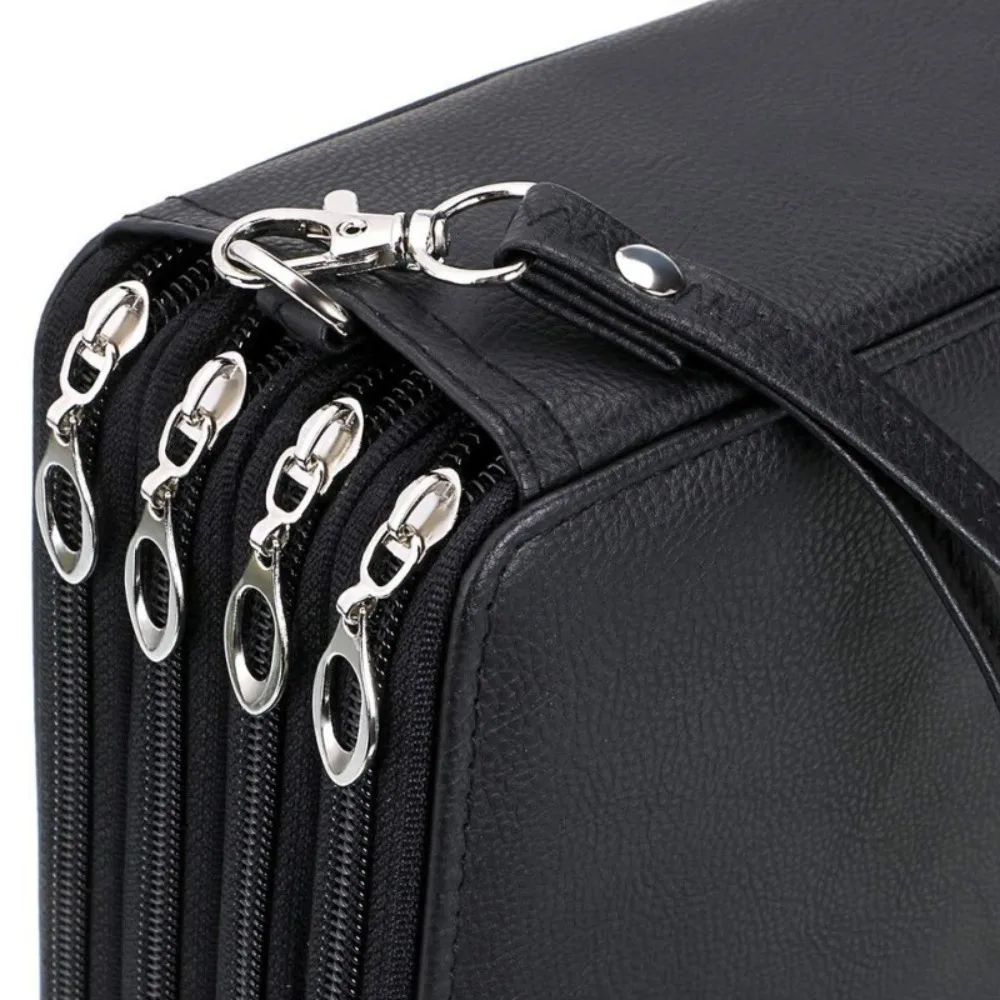 200 ثقوب أقلام الرصاص الملونة حقيبة التخزين 5 طبقة القرطاسية سعة كبيرة حامل حافظة مقاوم للماء بولي Leather حافظة أقلام طالب