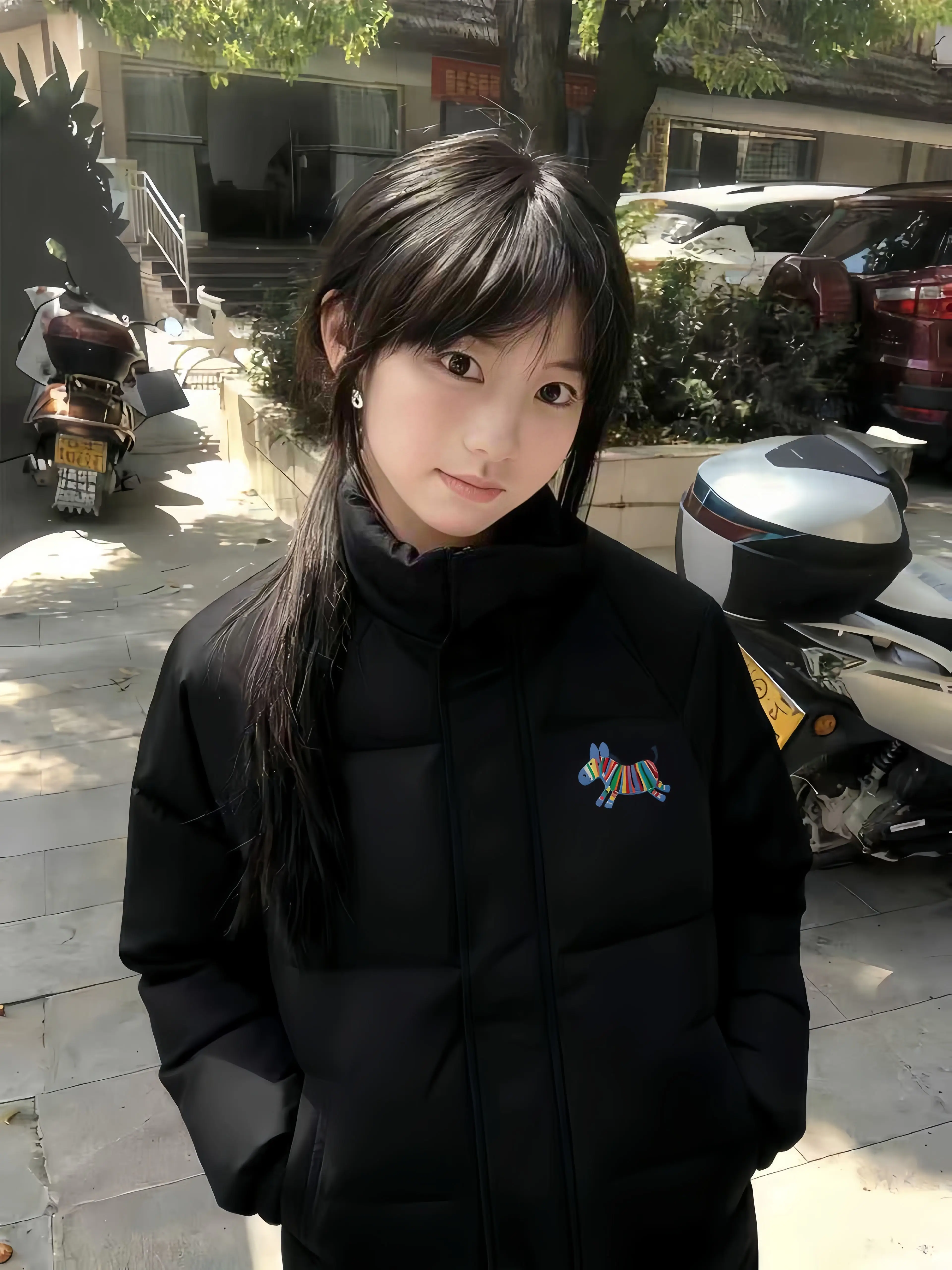 

Парка женская с мехом в стиле гьяру, японская уличная мода, смелый и яркий дизайн, привлекающий внимание, нейтральный