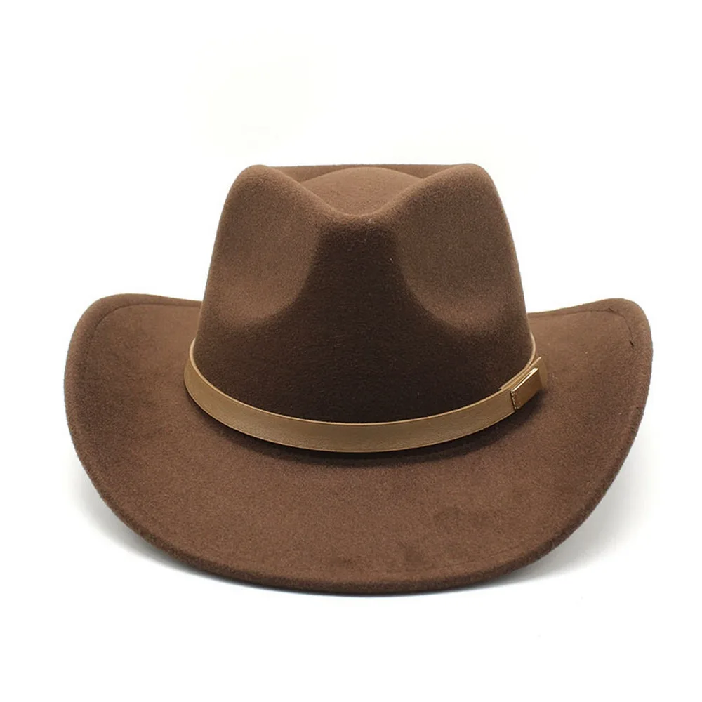 Cowboy Hats For Women And Men Casual Style Western Caps Woolen 57-58cm Simple Strap Metal Decoration Fashion NZ0081