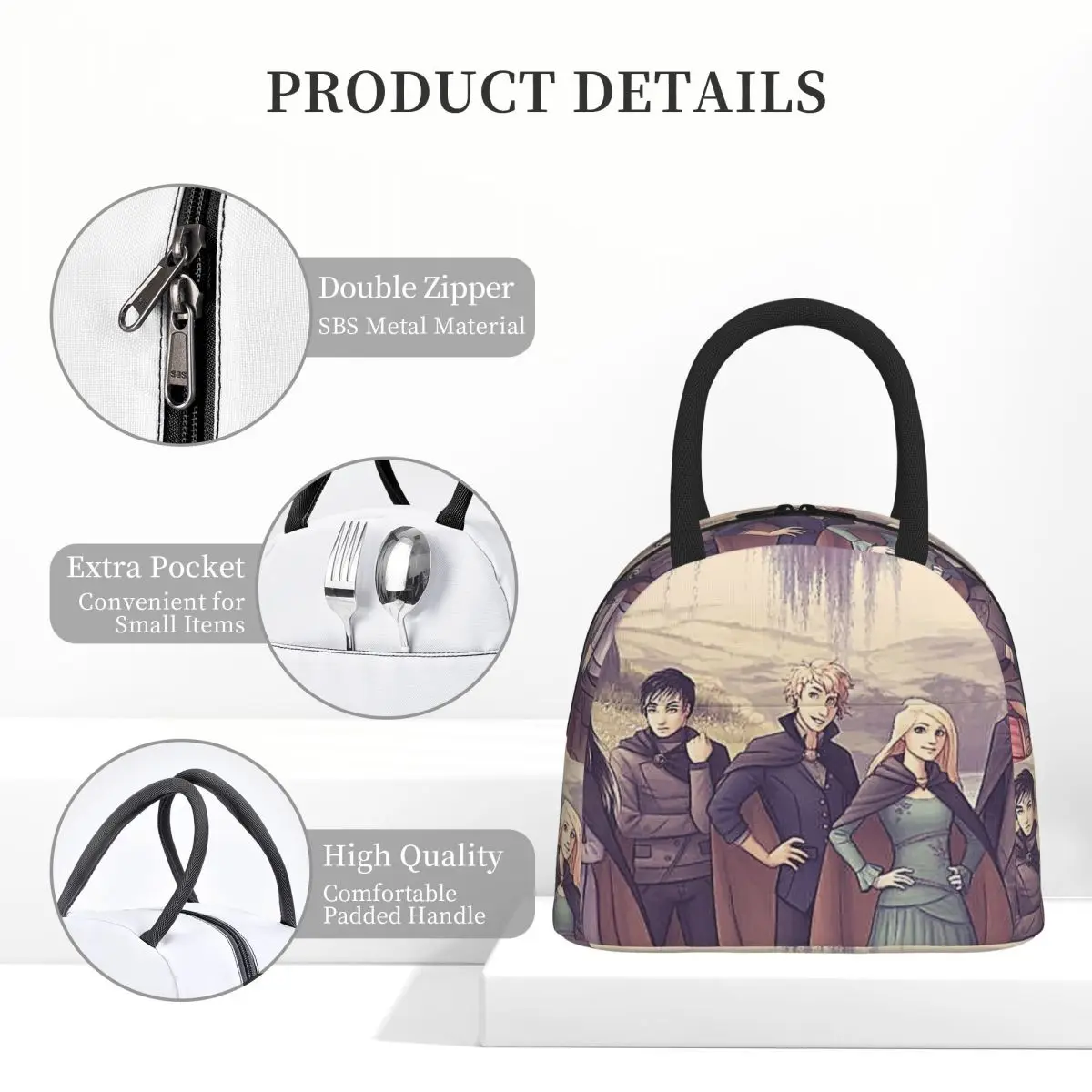 حارس المدن المفقودة شخصية معزول حقيبة الغداء للنساء برودة صندوق طعام حراري حمل صناديق الغداء مانعة للتسرب الحاويات #4