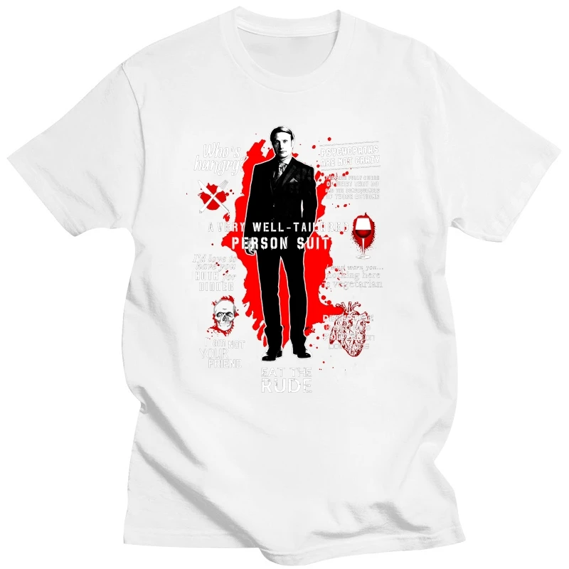 Hannibal Quotes Men's Women's T Shirt Mads Mikkelsen Tee Summer New Black Man Cotton Fashion