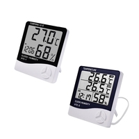 HTC-1 HTC-2 LCD Electronic Digital Temperature Humidity Meter Indoor Outdoor Thermometer Hygrometer with Weather Station Clock