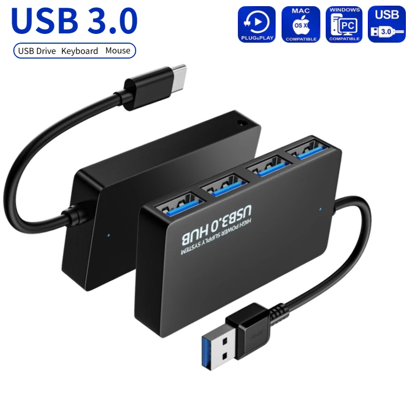 USB HUB 3.0 Adapter USB 3.0 HUB Extender 4 Ports Dockingstation Hochgeschwindigkeits-Datentransfer für PC Laptop Zubehör USB-Splitter