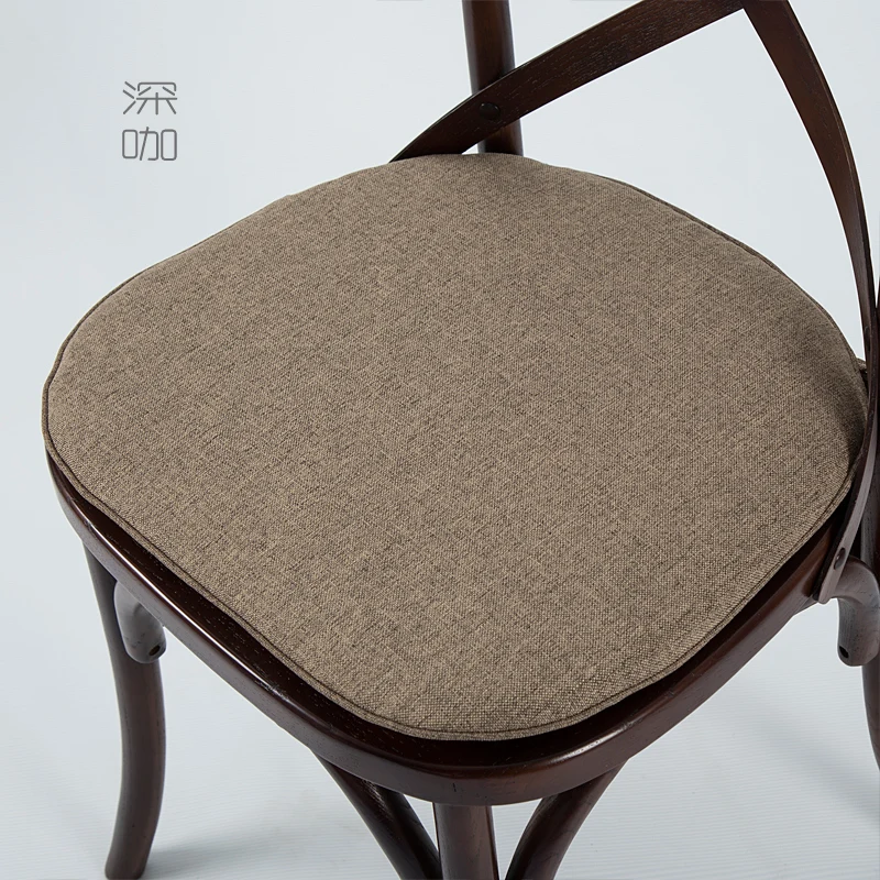 Simple fabric chair cushion cotton and linen meal chair cushion strap non-slip breathable office seat cushion removable