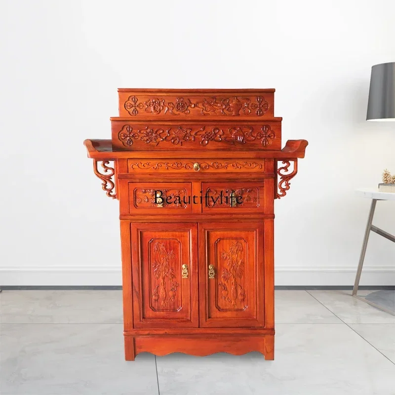 LJY12Three-story step table with door incense case Buddhist shrine ladder stand cabinet for table household Tibetan style