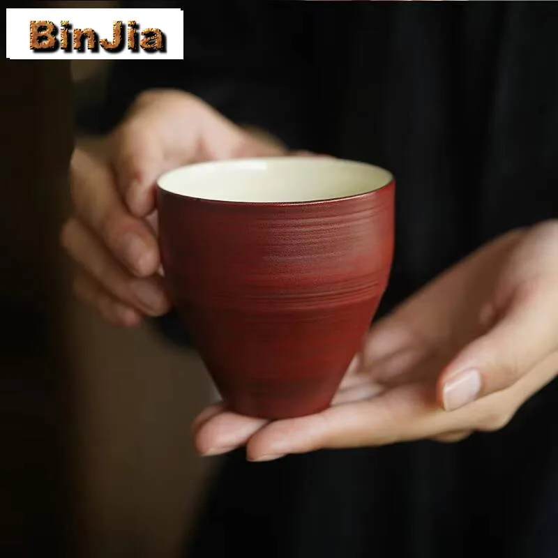 

160ml Hawthorn Red Master Cup Household Coarse Pottery Retro Water Jug Tea Bowl Meditation Chinese Set Ornament Gift Accessories