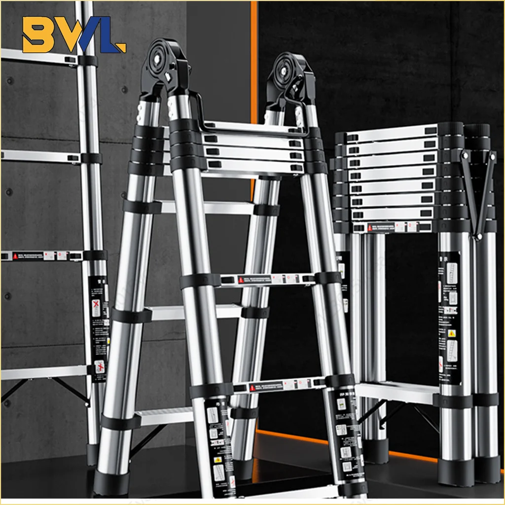 Stainless Steel Telescopic Ladder Multi Home Use Herringbone Ladder Portable Folding Ladder Bamboo Ladder Lifting Step Ladder