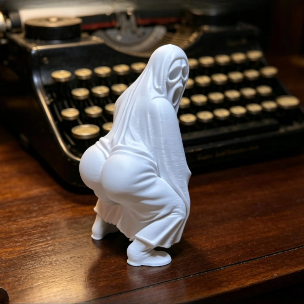 Humorous Ghost Butt Figurine Miniature 3D Printed Spooky Skeleton Ghost Sculpture Halloween Desk Ornament Decor Creativity Gifts