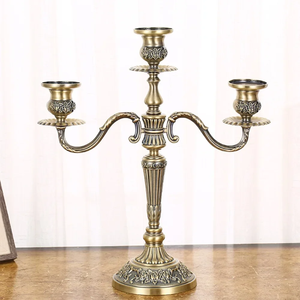 Metal Three-headed Five-headed Candlestick European Retro Creative Romantic Candlelight Dinner Wedding Candlestick Ornaments