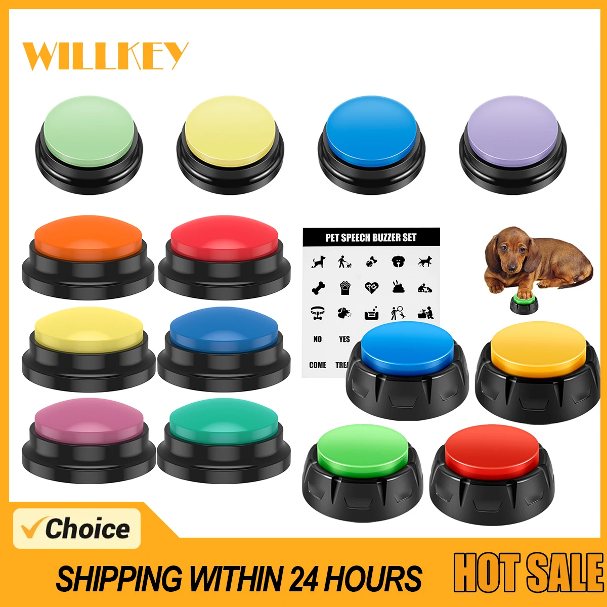 Voice Recording Button Pet Toys Dog Buttons for Communication Pet Training Buzzer Recordable Talking Button Intelligence Toy