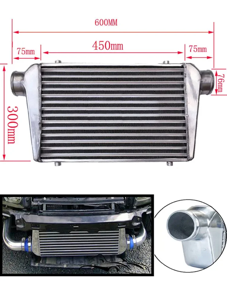 raRACING 450x300x76mm 3inch Universal Turbo Plate Intercooler OD=76mm Car Front Mount Aluminum Intercooler