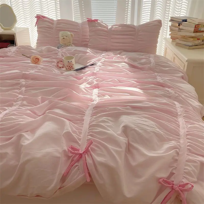 

Bow Bed Set 4 Pieces Duvet Cover Pillowcase Bedding Set Bed Sheet Quilt Cover