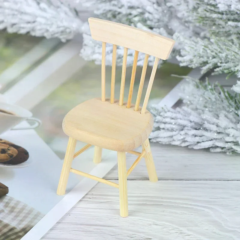 1/12 دمية أثاث مصغر كرسي خشبي كرسي مرتفع ملحقات بيت الدمى