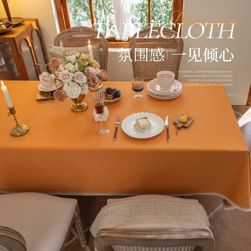 

High quality tablecloth waterproof, oil resistant, and wash imitation cotton linen light luxury fabric art