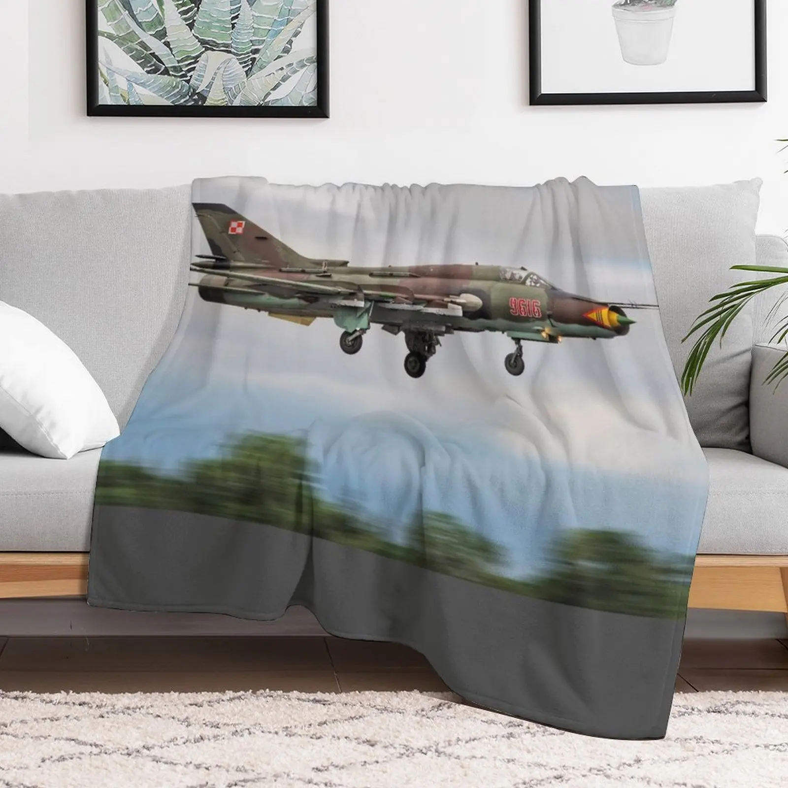 Sukhoi Su-22 (Fitter) Throw Blanket Giant Sofa Bed linens Blankets