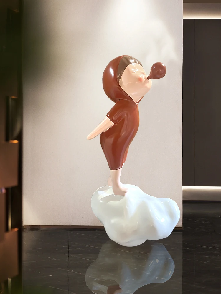 

Creative Internet celebrity cartoon girl ornaments blowing bubble doll sculpture hotel home living room TV cabinet decoration