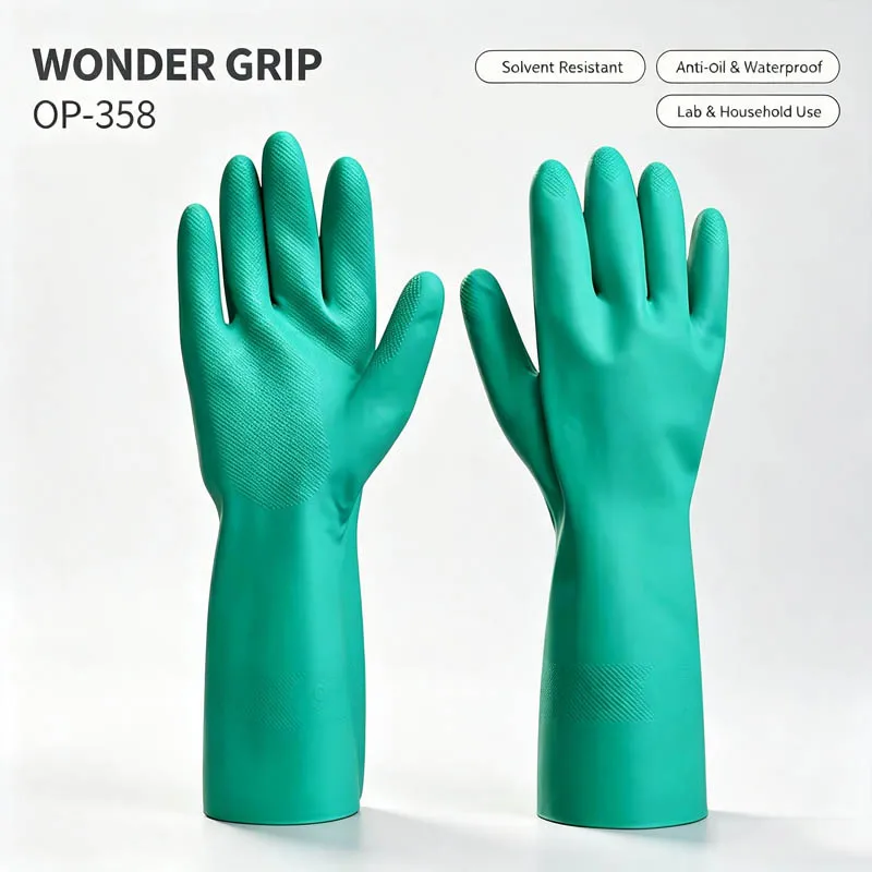 Wonder Grip Nitrile Solvent Resistant Safety Work Gloves Household Anti-oil Waterproo Dishwashing Cleaning Gloves Laboratory