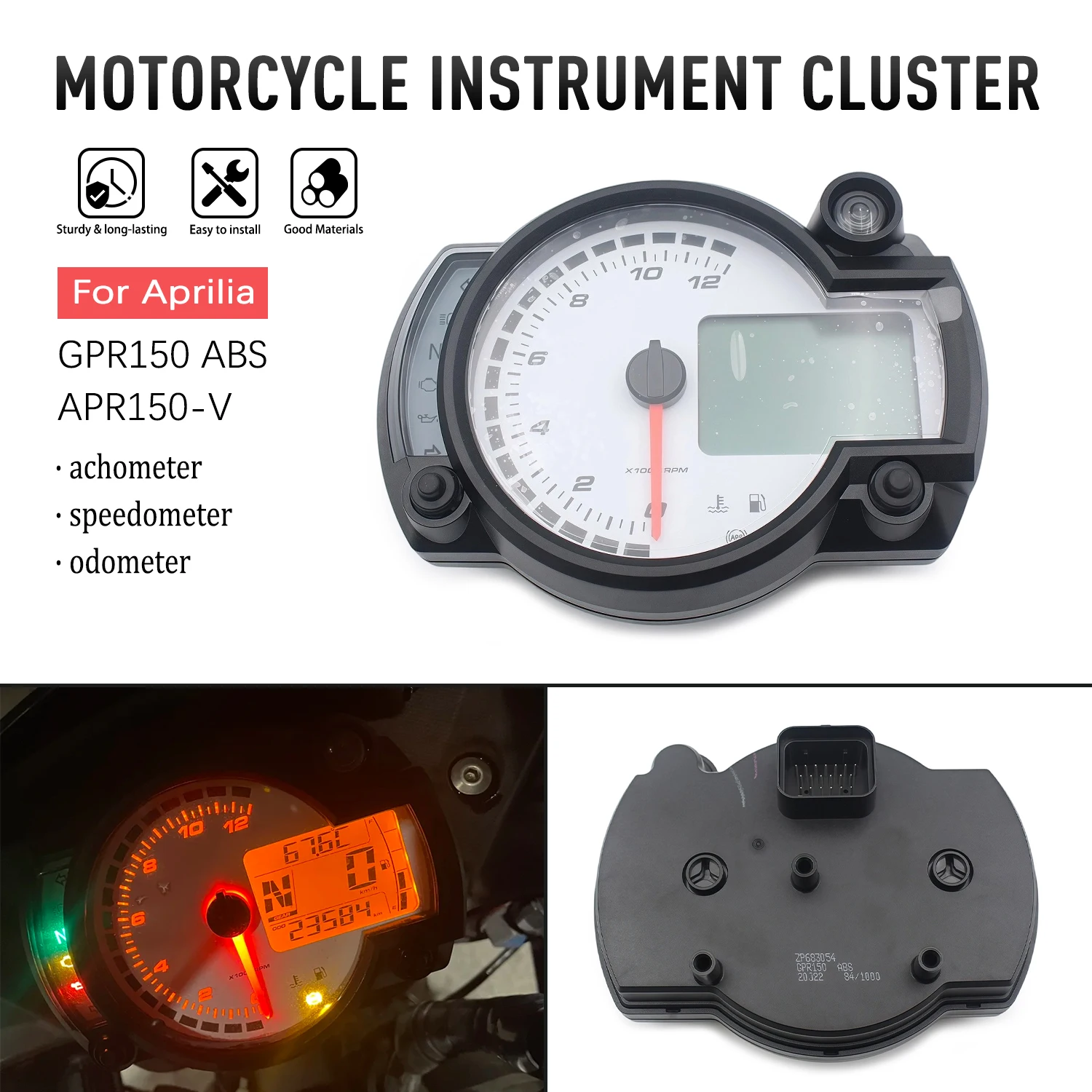 

For Aprilia GPR150ABS GPR150 ABS APR150-V APR150V Tachometer Fuel Meter LCD Digital Motorcycle Odometer Speedometer 12000rpm