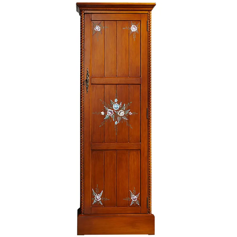 

Американский однодверный маленький шкаф с зеркалом, шкаф для спальни из цельного дерева, шкаф для хранения в гостиной, детский высокий шкаф 60 см