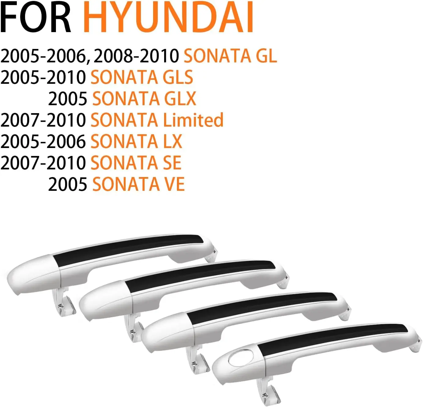 

Комплект внешних дверных ручек из 4 предметов, совместимый с Hyundai Sonata 2005-2010 годов снаружи переднего и заднего левого водительского и правого пассажира