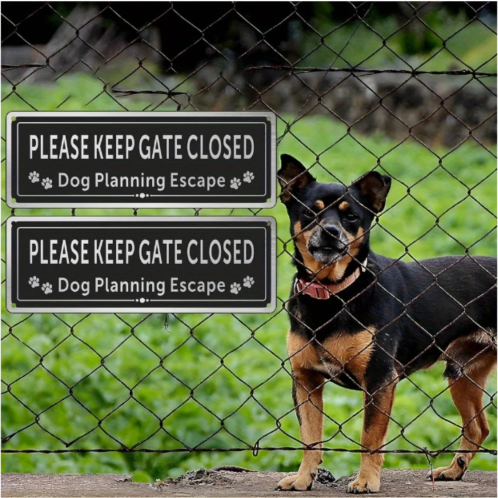 2 Pieces Please Keep Gate Closed Sign Rectangular Gate Latched Sign Pre-Drilled Weatherproof for Dog Owners, Backyard Entrances