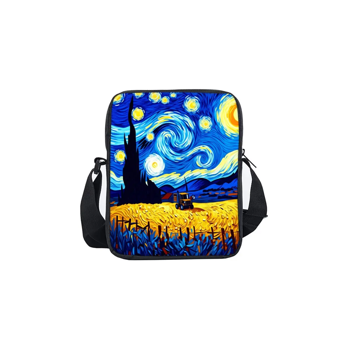 

Golden Field Starry Sky Print Single Sided Messenger Bag for Boy/Girls Children Best Gifts 2D Flat Cartoon Casual Crossbody Bag
