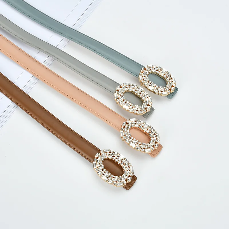حزام نسائي من جلد البقر الحقيقي، ترصيع الماس Feng Shui الفاخر الخفيف، فستان السراويل، حزام بإبزيم ناعم عصري ومتعدد الاستخدامات