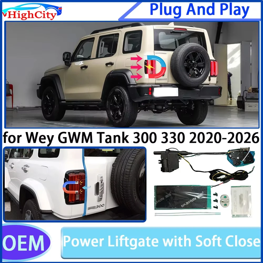 For GWM Wey Tank 300 330 2020-2026 OEM Power Liftgate with Soft Close Auto Pull Tailgate Latch Non-Destructive Door Retrofit Ki