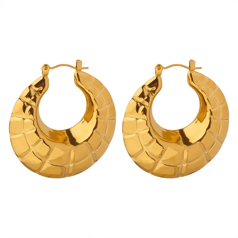 O Shaped Drop Shape Glossy Hoop Earrings Waterproof Fashion Jewelry for Women Creative Pattern Stainless Steel Earrings image 2