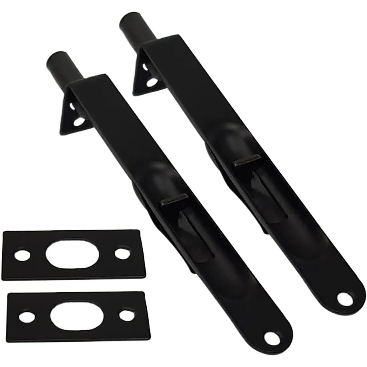 

Solid Brass Round Flush Bolt 6 Inch, 2 Pack, Matte Black with Strike and Hardware
