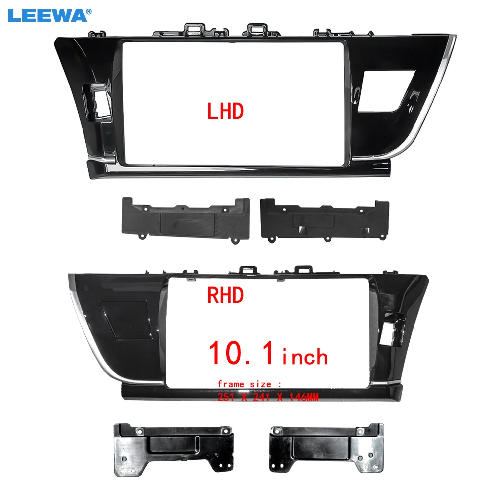 

LEEWA Car 2Din 10.1” Radio Fascia Frame Adapter For Toyota Corolla Altis (LHD/RHD) Stereo Panel Dash Installation Frame Kit