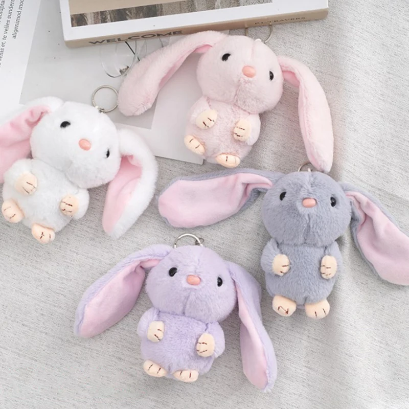 

Long-eared Rabbit Doll Key Ring Pendant Cute Little White Rabbit Plush Gift Doll Bag Keychain Gift Children Sleeping Doll