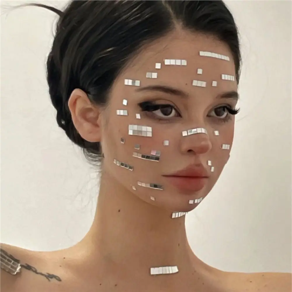 

Hot Silver Temporary Stickers Techwear Glitter AI Future DIY Makeup Sticker Waterproof Face Stickers Cosplay Accessories
