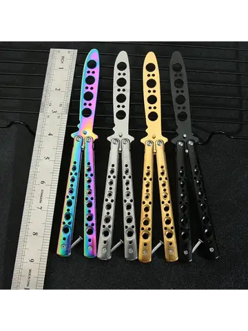Folding Butterfly Knife Trainer Stainless Steel Pocket Practice Training Uncut Tool for Outdoor Games Hand Movements