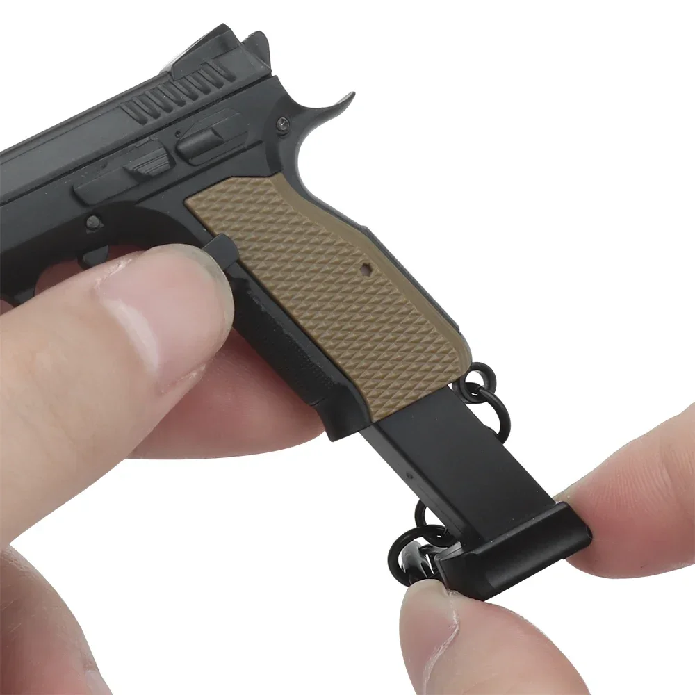 Keychain Set Plastic 1:4 Cz Shadow 2 Mini Pistol Gun Holster Shape Key Ring Gift with Movable Lever and Mag view 3