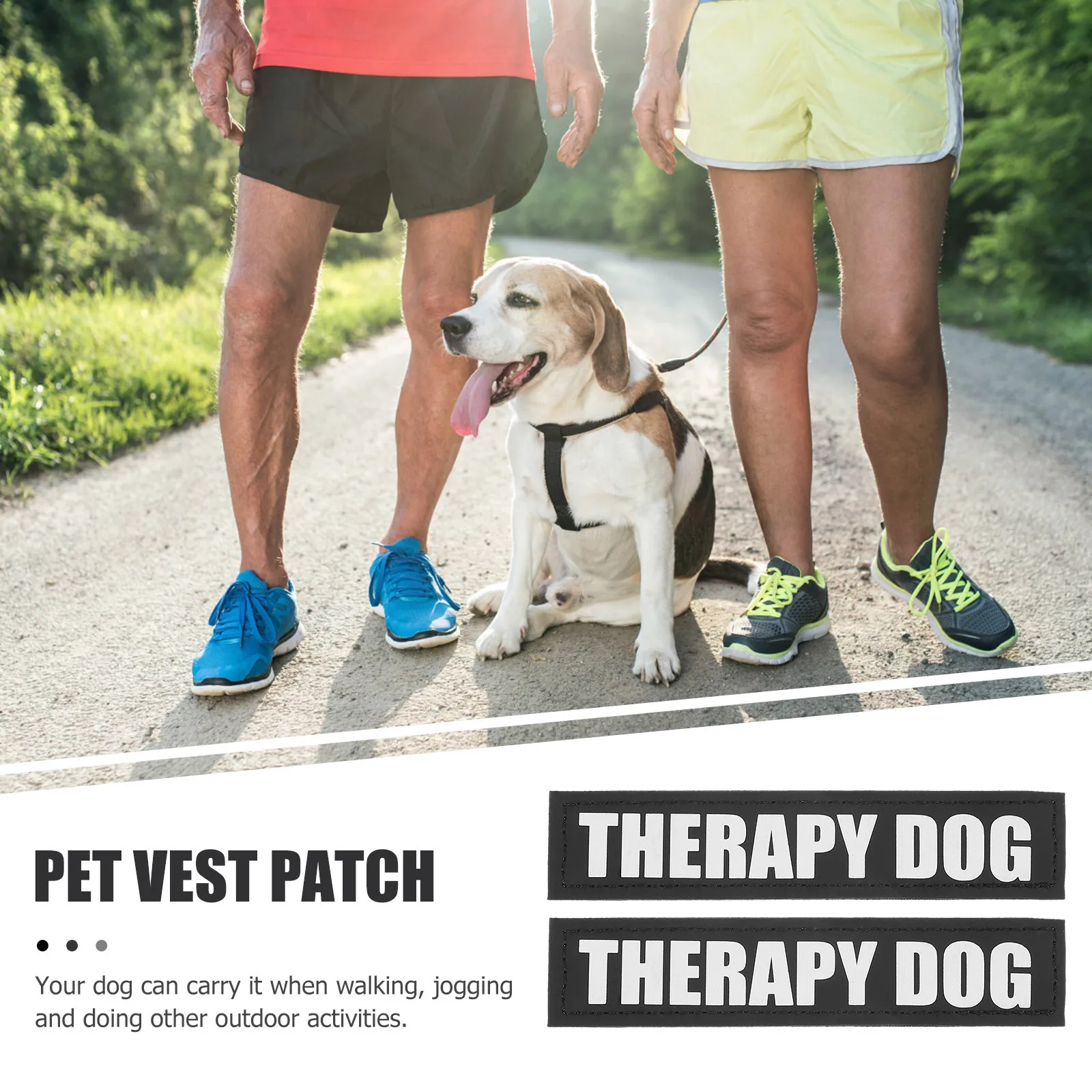 

2Pairs Dog Harness Reflective Vest Patches Durable PU Material Outdoor Pet Harness Stickers Night Vest Patches