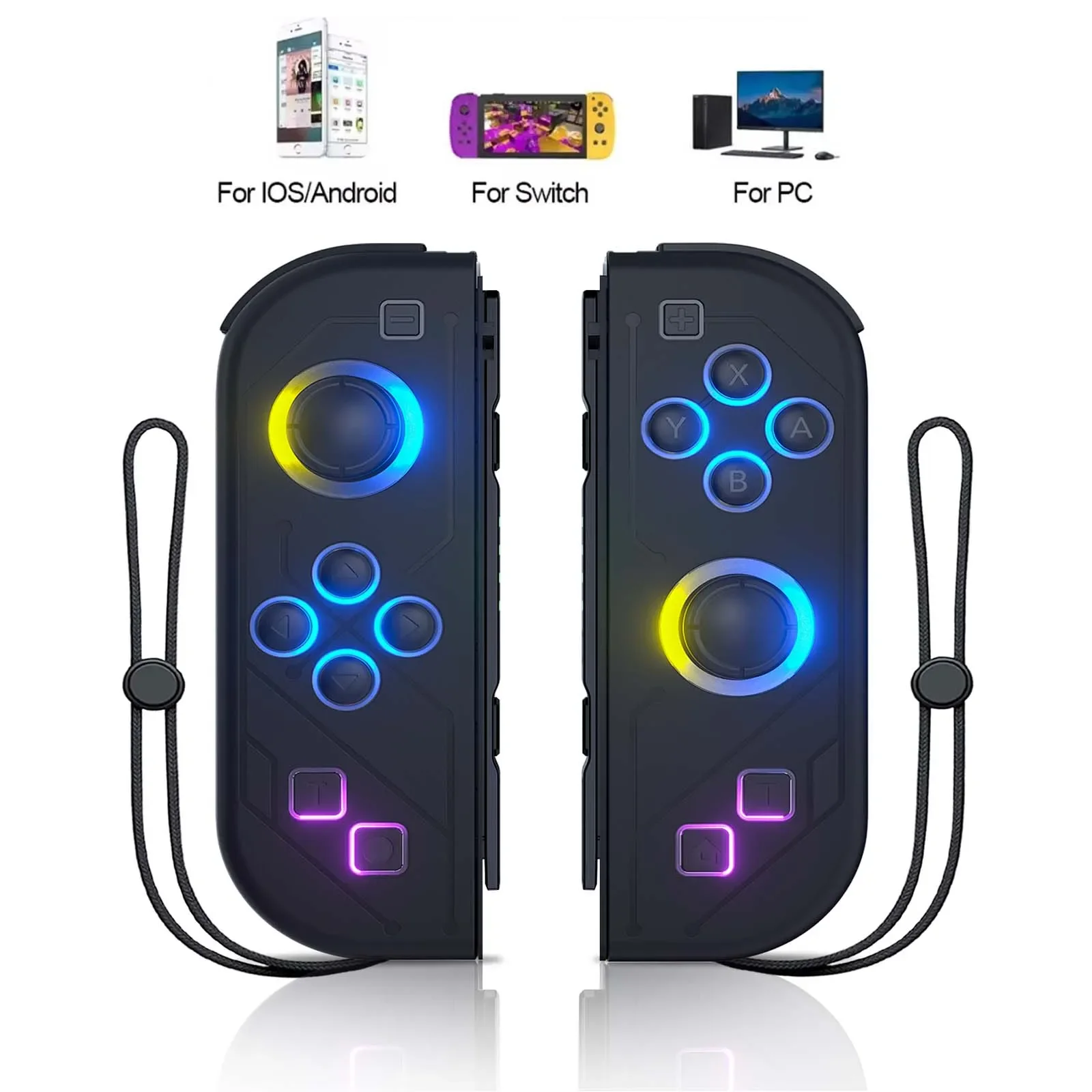 Joy Pad สําหรับ Nintendo SWITCH/Led Lite จอยสติ๊กไร้สาย RGB Gamepad Controller Grip สนับสนุน Wake-Up และฟังก์ชั่น Turbo 6 แกน