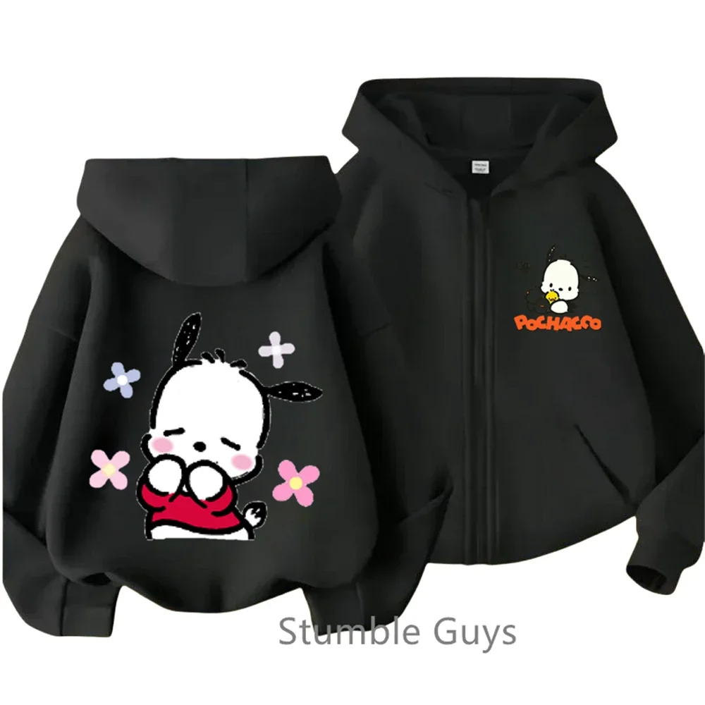 New Pochacco Zipper Hoodie Kids Fashion Kawaii Clothes Anime Boys Girls Sweater Casual Marios Long Sleeve Sonic Trucksuit