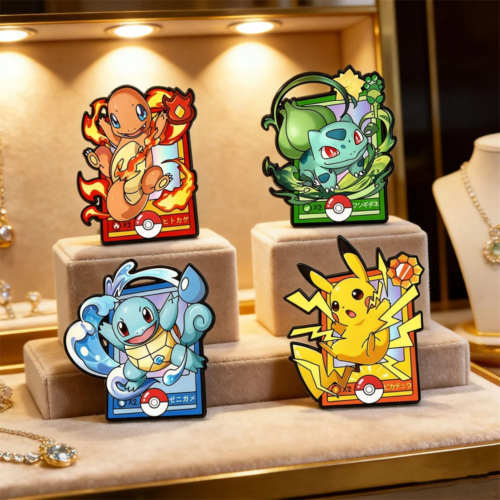 4pcs Cartoon Charmander Enamel Pins Metal Brooches Lapel Badges for Backpack Clothes Jewelry Accessory Gift for Friends