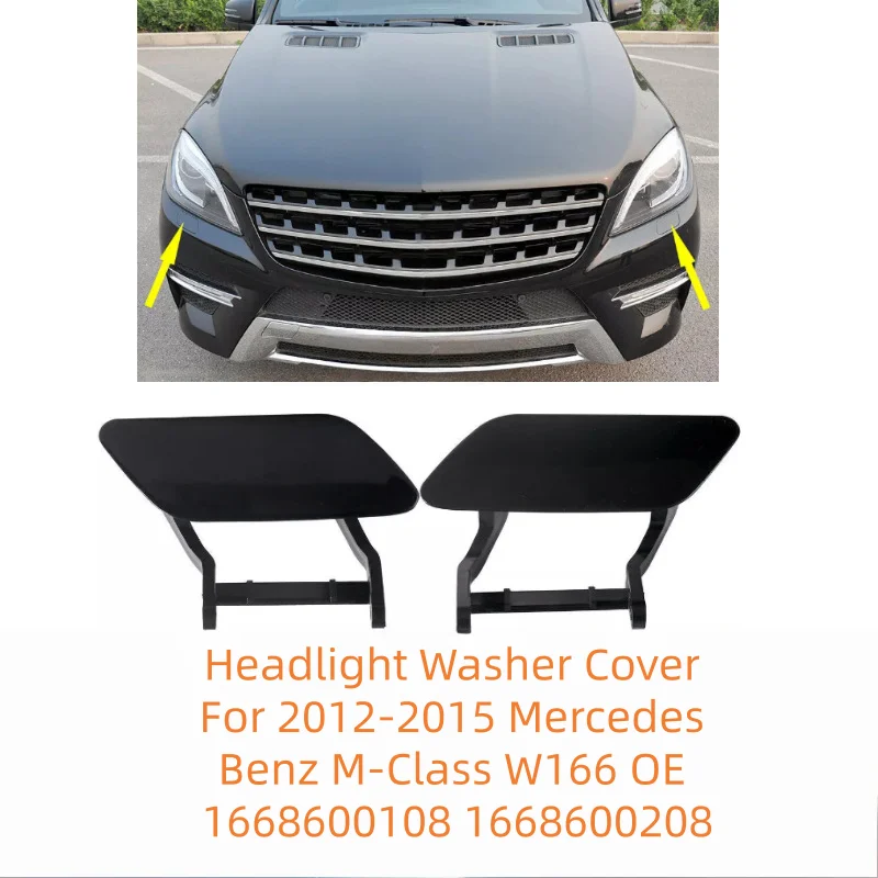2 PCS Headlight Washer Cover For 2012-2015 Mercedes Benz M-Class W166 OE 1668600108 1668600208