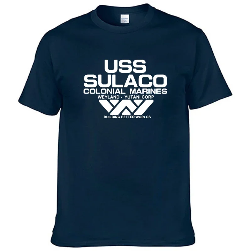 Spring Summer USS SULACO colonial marines Round Neck Pure Outdoor Cotton T-shirt Sweatshirt Men's and Women's T-shirt Casual