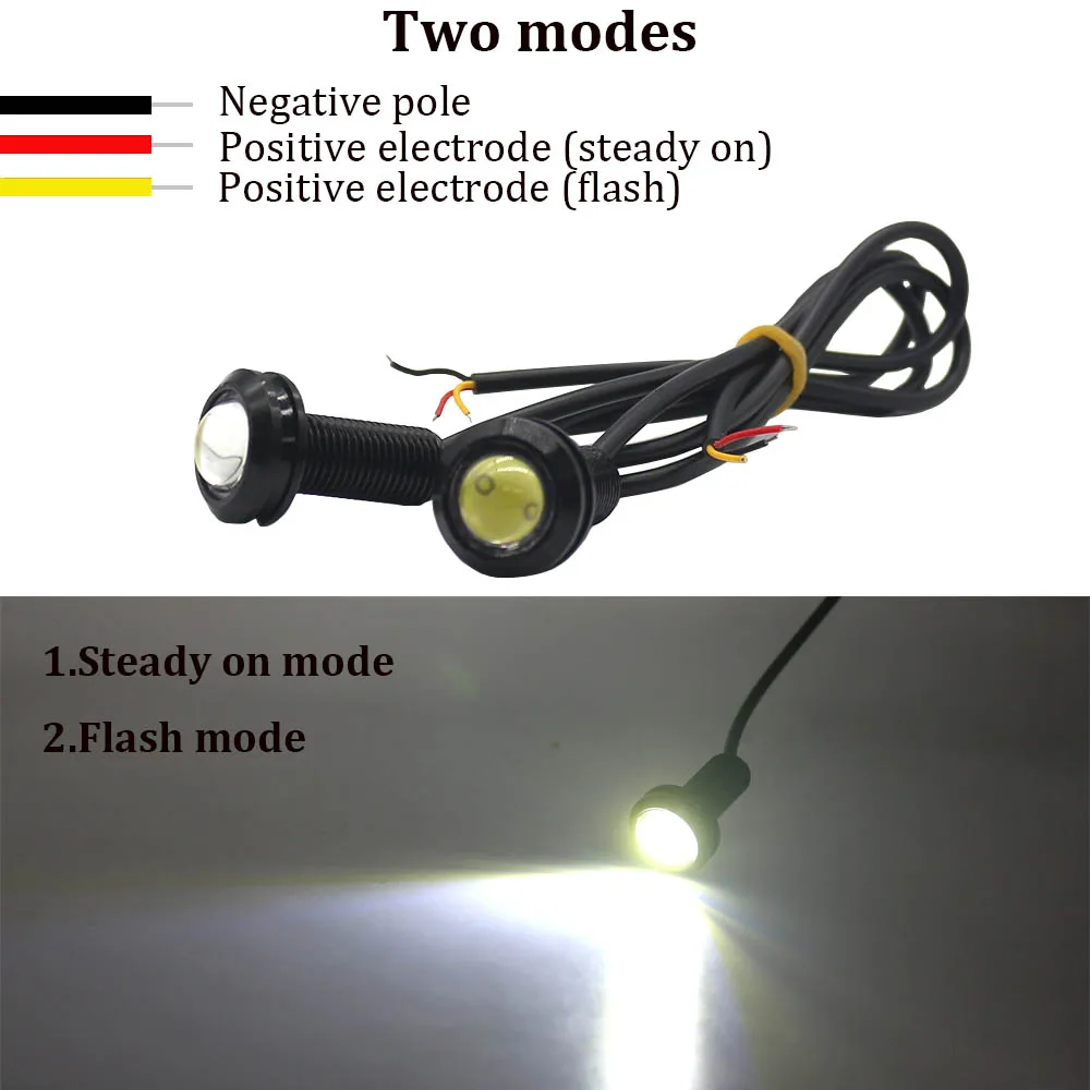 2X 7 Colors Strobe 18 MM Car Eagle Eye DRL Led Daytime Running Lights LED 12V Backup Reversing Parking Signal Automobiles Lamps
