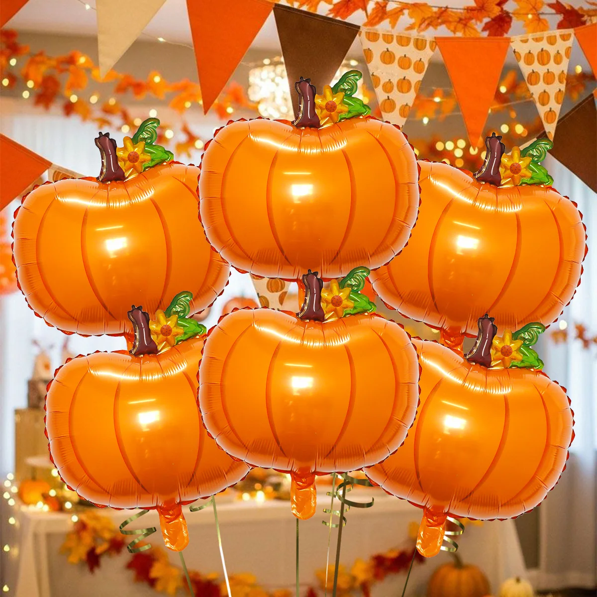 3/6 Stück kleine Kürbisballons mit Blumenmuster, geeignet für Erntesaison und Thanksgiving-Dekorationen