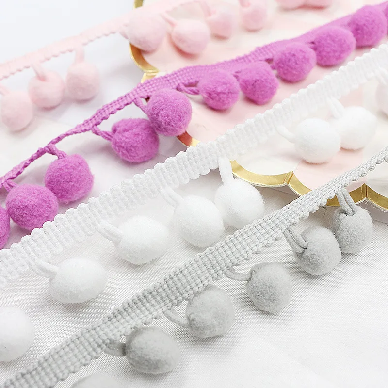 1.5cm Diameter Big Ball 3cm Wide 8meter/lot Pom Pom Ball Trim Clothing Craft Sewing Material X729