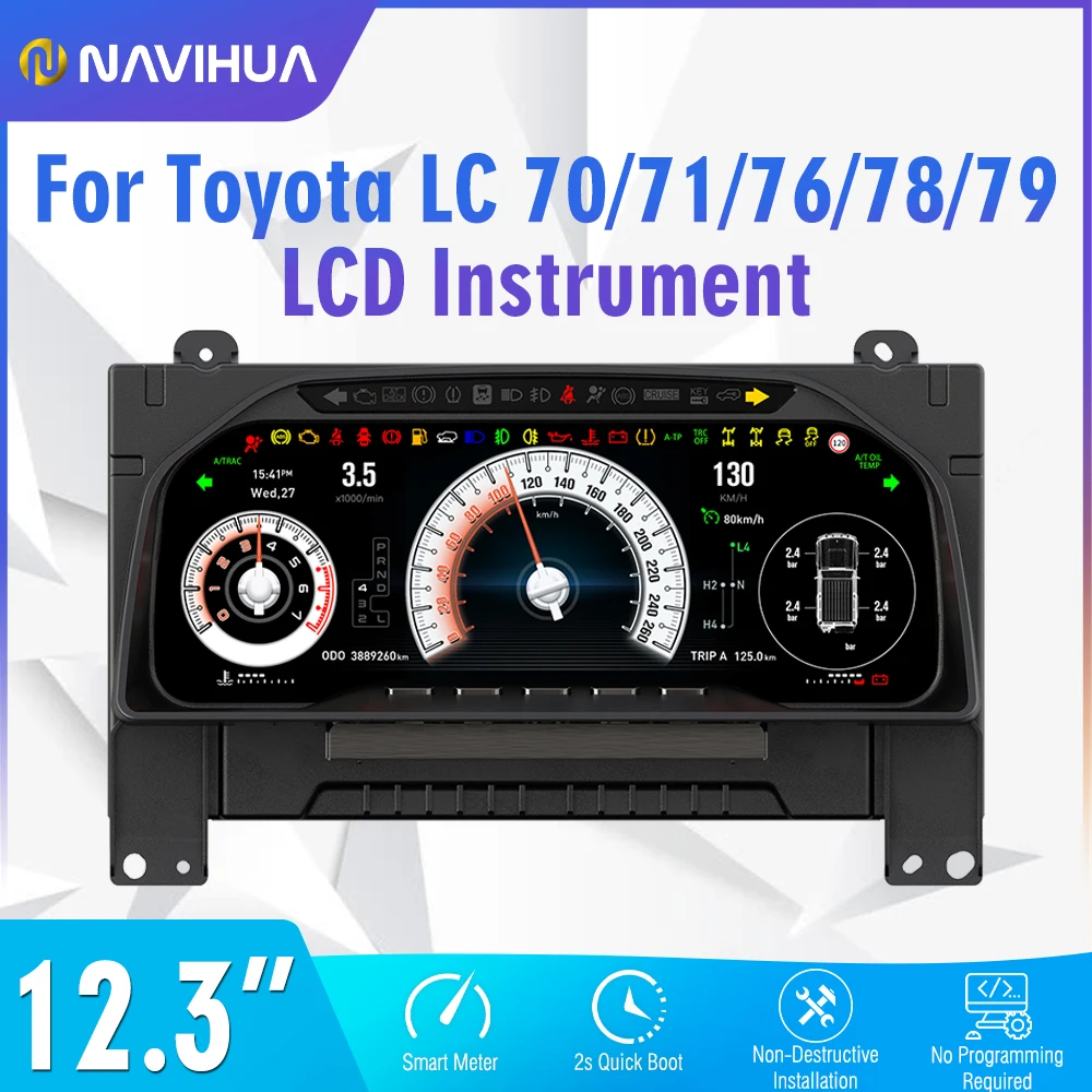 12.3 inch New Car LCD Instrument For Toyota Land Cruiser LC70 71 76 78 79 Speedometer Instrument Cluster Upgrade Smart Cluster