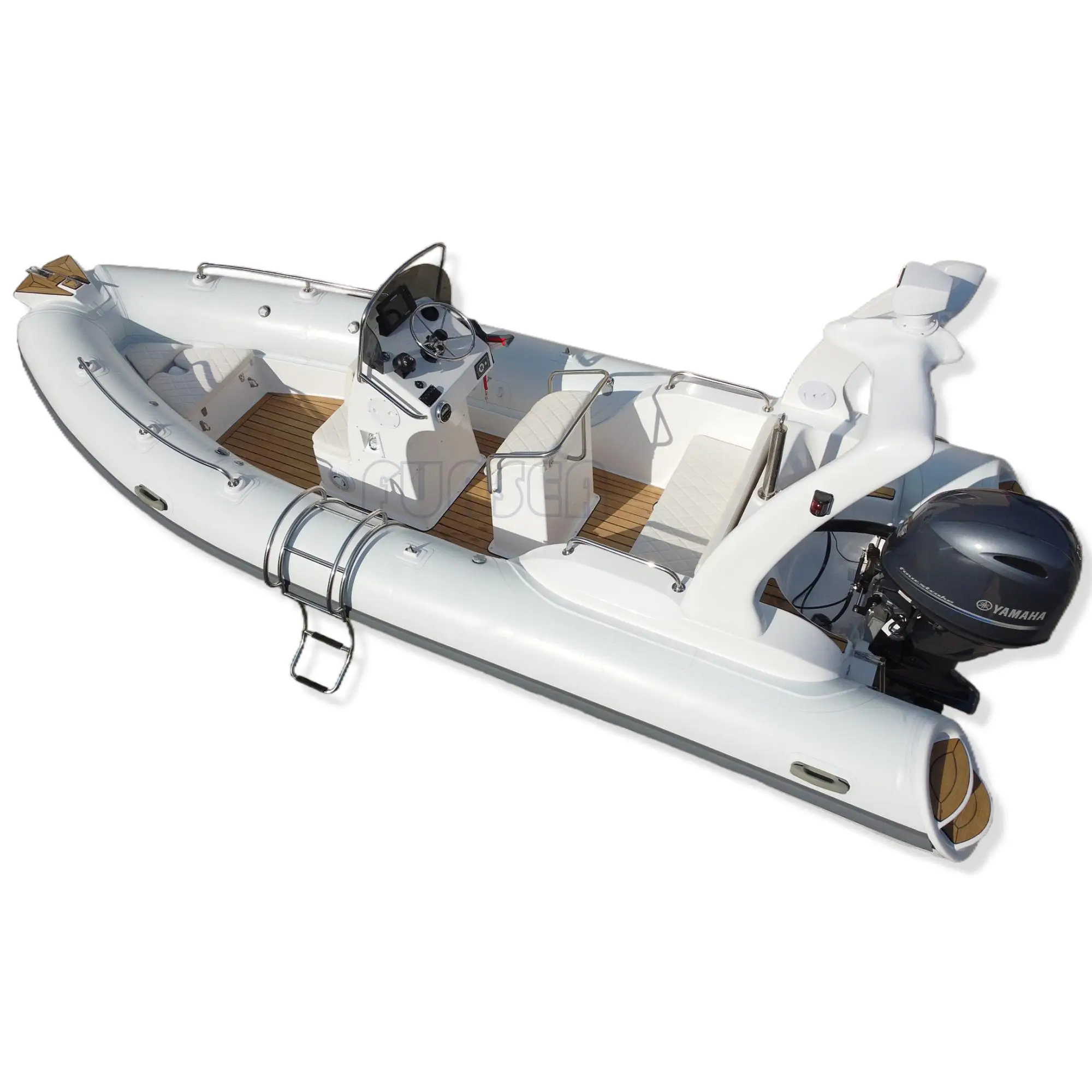Hot Sale 5.8m Rigid Glass Bottom Center Console Fishing Speed Racing Hypalon Inflatable Rubber Rib Luxury Yacht Boat with Motor