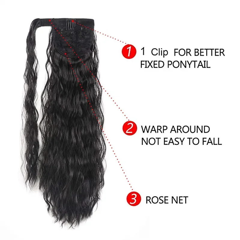 long Curly Ponytail Natural hair extension Wrap On Clip Hair Ponytail Extensions for Women Blonde Black Horse Tail Synthetic